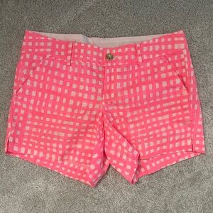 Lilly Pulitzer Neon Pink Plaid Cotton Blend Shorts